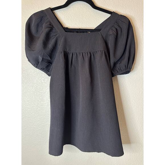 Madewell Seersucker Bubble-Sleeve Top, Size XX Small, True Black XXS - Picture 1 of 6